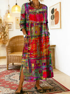Uma | Denim Dress | Ethnic Patchwork, Loose Fit | Women's Summer