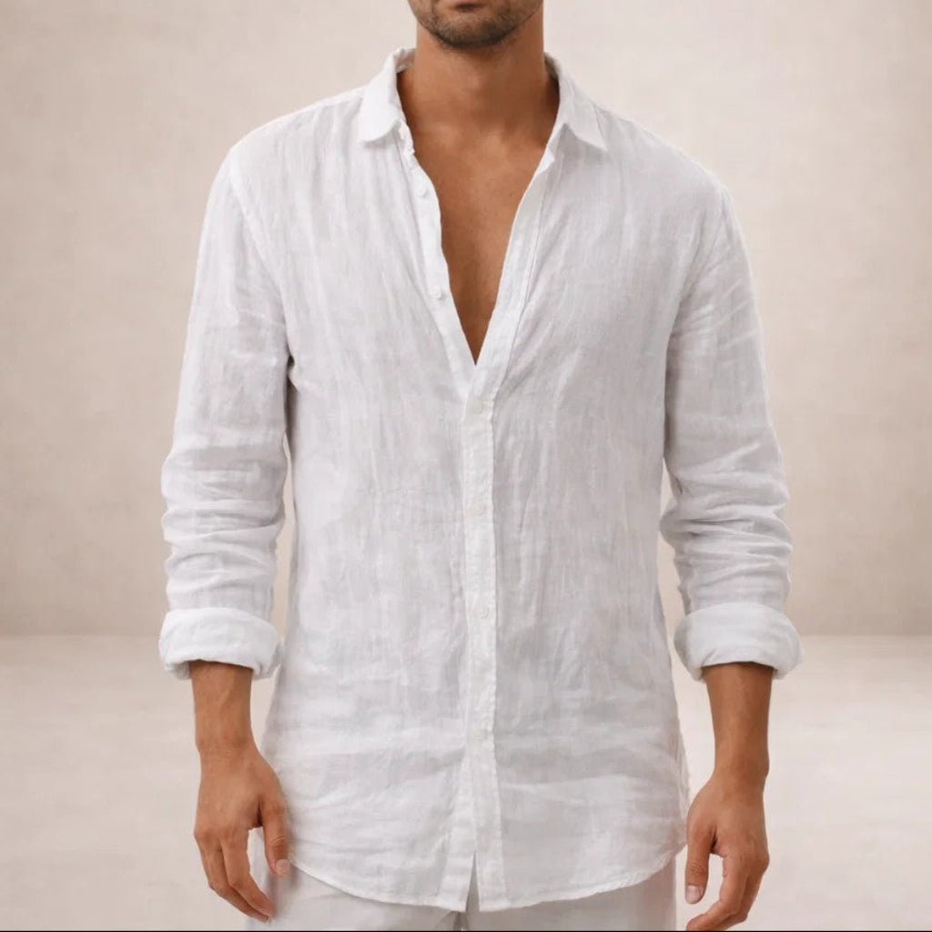 Maren | Men's Linen Shirt | Casual, Breathable | Long Sleeve, Open Collar