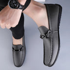 Men Genuine Leather Loafers Metallic Rope Detail