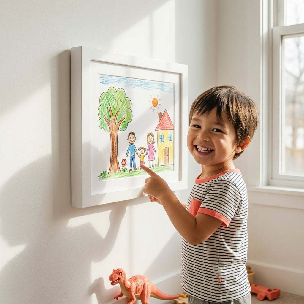 Della | Kids Drawing Display Frame | Rotating Art Frame | Stores 150 Drawings