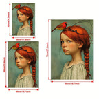 Cosima | Canvas Wall Art | Girl & Cardinal Portrait, Art Deco | Frameless