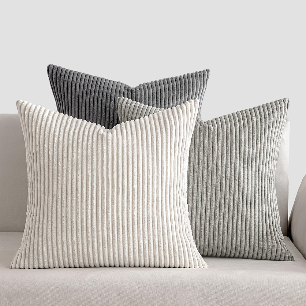 Una | Cushion Cover | Bohemian Rib Stripe, Soft Woven, Zip Closure