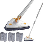 Cassia | Spin Mop | 360° Triangular Head, Push-Pull Wringing | Microfiber