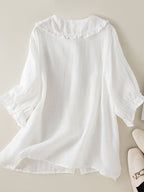 Yvaine | Women's Blouse | Ruffle Collar, Button-Front | Lightweight, Elegant
