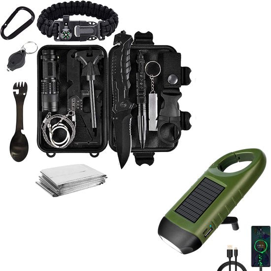 Anouk | Emergency Survival Kit 15-in-1 | Outdoor, Camping, Tactical | Waterproof Box