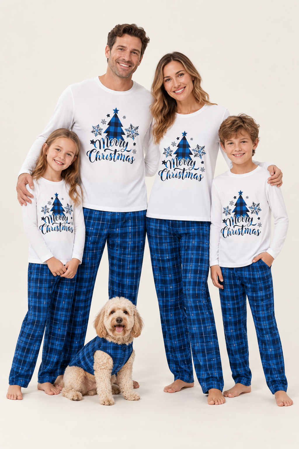 Christmas Pajamas Plaid Family Matching Sets Women Men Kids Dogs