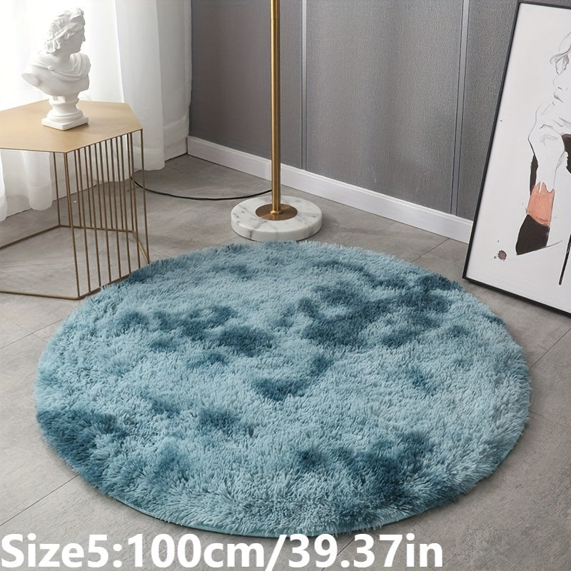 Delphine | Round Plush Rug | Tie-Dye, Soft & Non-Slip | Living Room, Bedroom