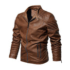 Quinn | Men's Faux Leather Jacket | Biker Style, Ribbed Sleeves | Fleece Lined