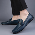 Men Genuine Leather Loafers Metallic Rope Detail