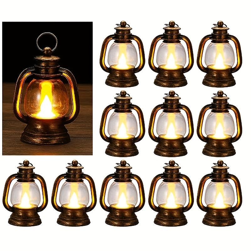 Honor | Mini LED Christmas Lanterns | Vintage Flickering, Set of 12 | Battery-Powered