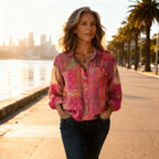 Wren | Women's Cotton Blouse | Vintage Print, Long Sleeve | Summer