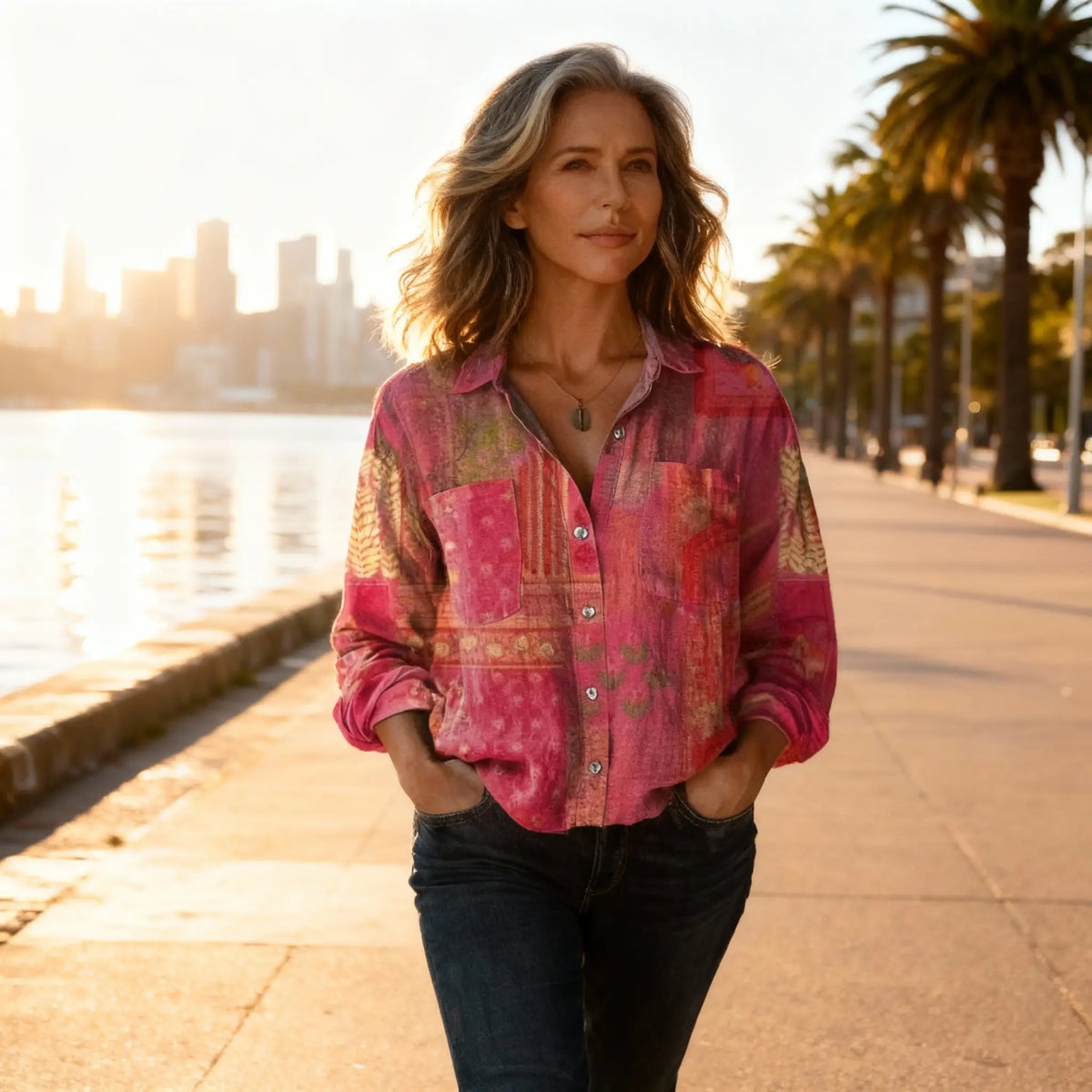 Wren | Women's Cotton Blouse | Vintage Print, Long Sleeve | Summer