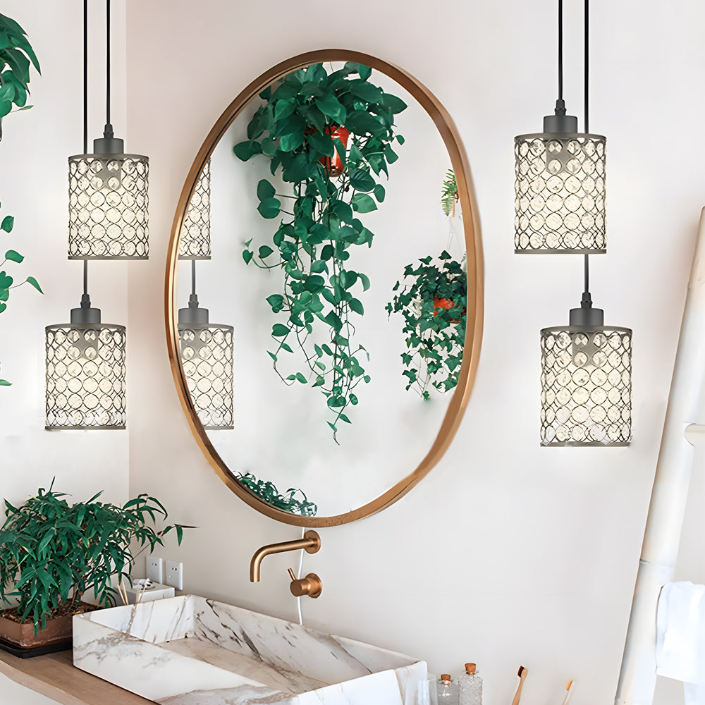 Amara | Crystal Pendant Chandelier | Nordic Minimalist, 2 Pcs | Black & Chrome