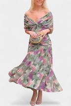 Ivy | Women's Floral Midi Dress | V-Neck, Pleated Waist