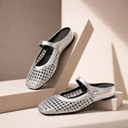 Orthopedic Mules Women Mary Jane Strap Flats Breathable Open Weave