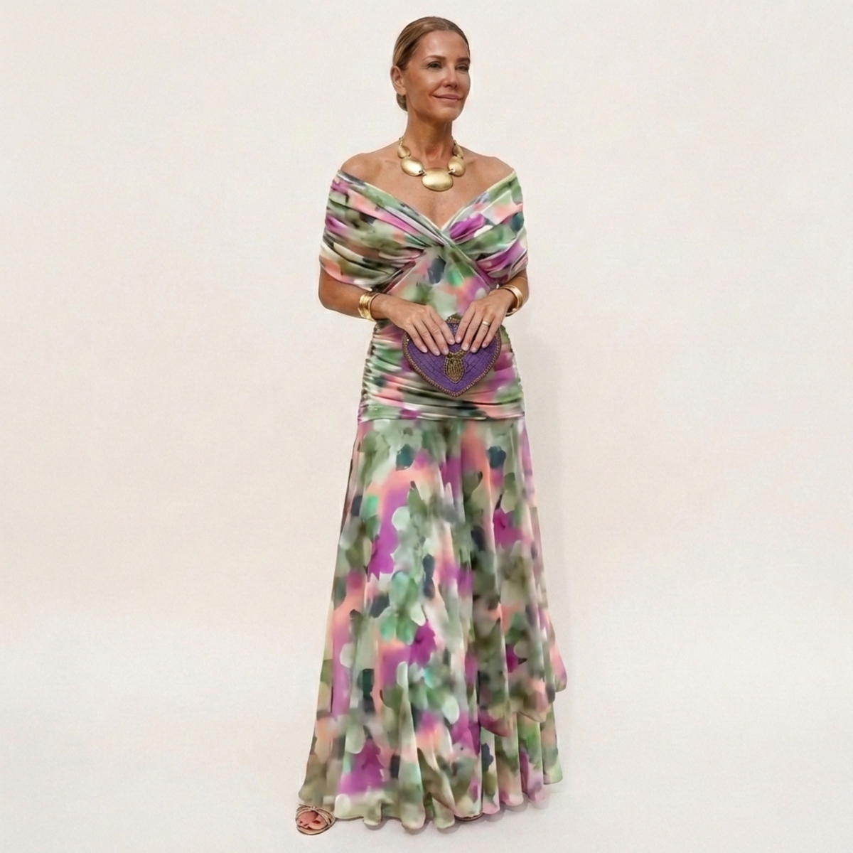 Long Summer Dress Women Maxi Lightweight Flowy Silhouette V Neck