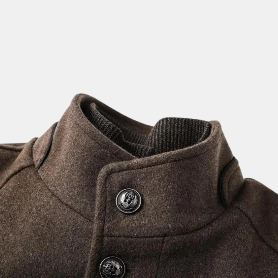 Rhea | Men's Wool Coat | Stand Collar, Quilted Lining | Autumn Winter