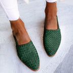 Women's Leather Sandals Handwoven Flat Open Toe Casual
