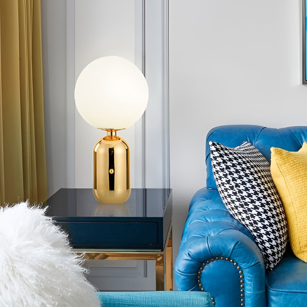 Opal | Table Lamp | Hand-Blown Glass, Nordic Style | Gold & Black