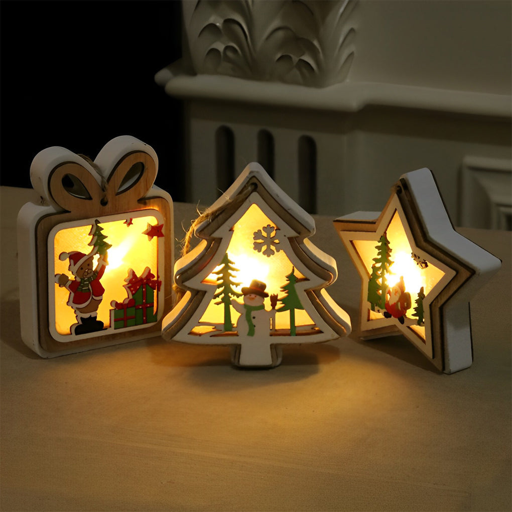 Soraya | Wooden Christmas Ornaments | Set of 2, Button Battery, Modern