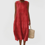 Galia | Women's Sleeveless Dress | Tummy Control, Pockets | Floral Embroidery