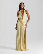 Anouk | Halter Neck Maxi Dress | Backless, High Slit | Evening & Wedding