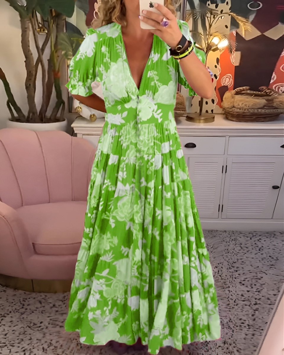 Mira | Floral V-Neck Pocket Dress | Women's Summer