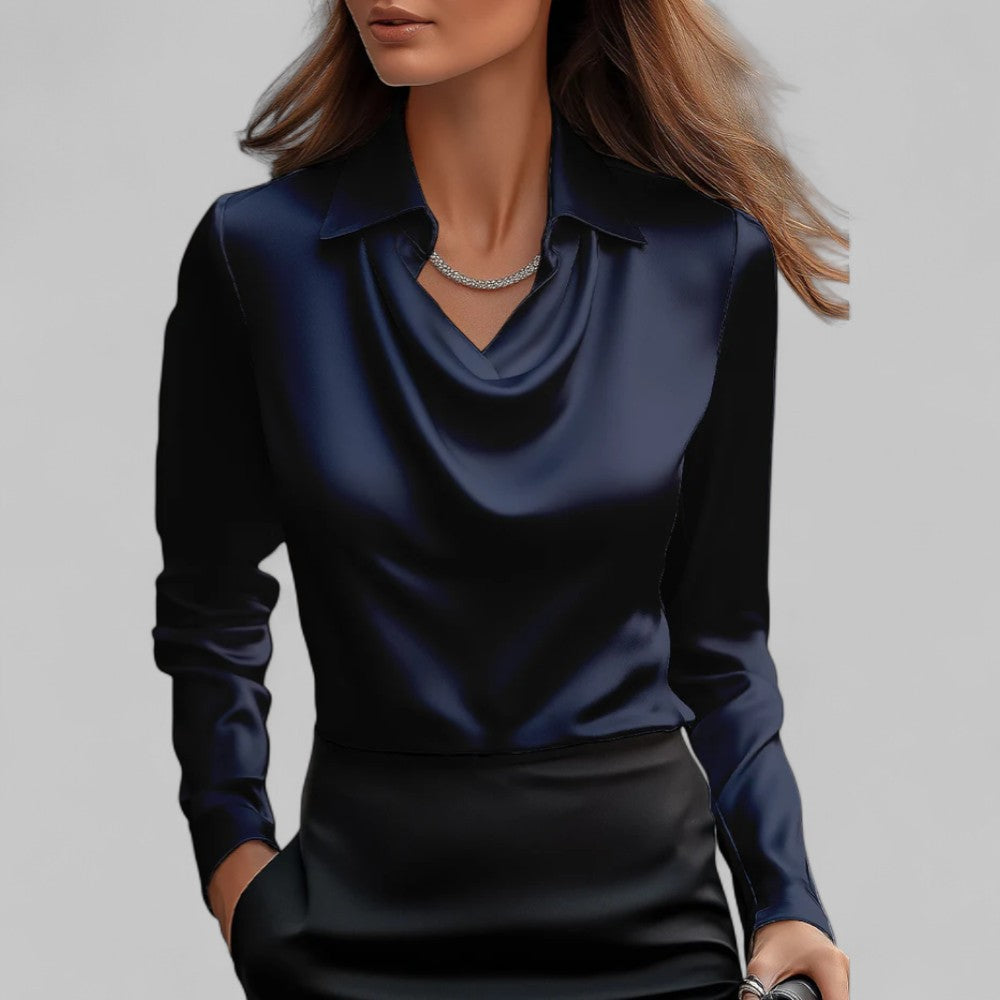 Nina | Women's Blouse | Draped Collar, Regular Fit | Business Casual