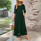 Women Midi Dress Tummy Smoothing Empire Waist