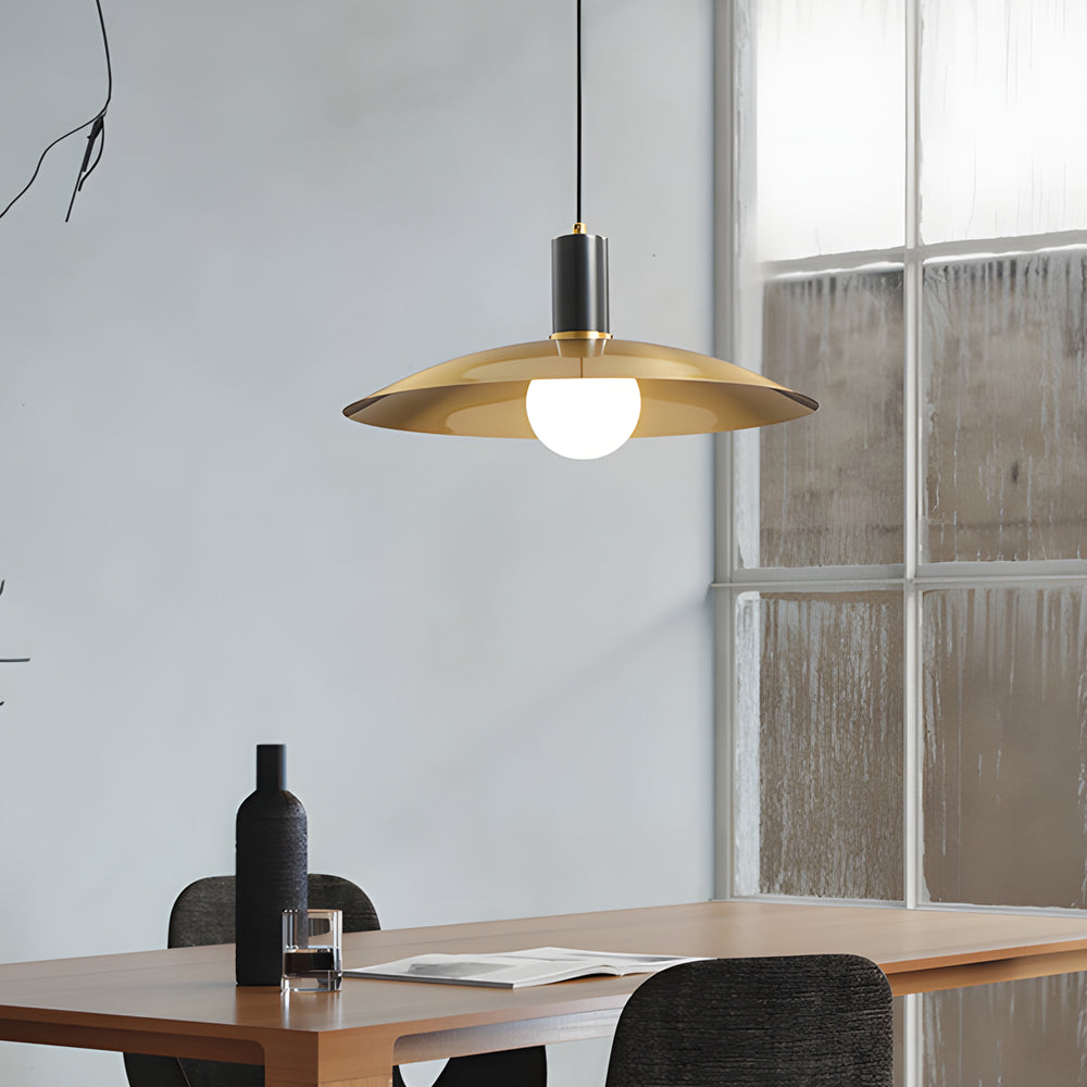 Kaia | Pendant Lamp | Mid-Century Brass, White Glass Shade | 1-Light E27