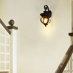 Tamsin | Outdoor Wall Lantern | Black, Seeded Glass Globe, LED, 1-Light