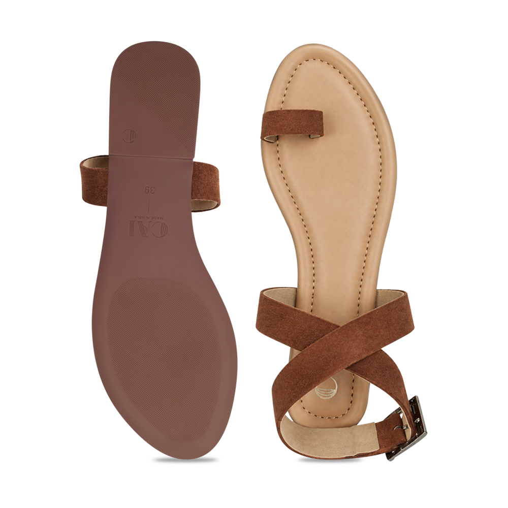 orthopedic sandals women | Suede Toe Loop Flat Casual Summer Sandals