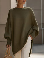 Women oversized pullover sweater in relaxed fit, available in beige black and olive green