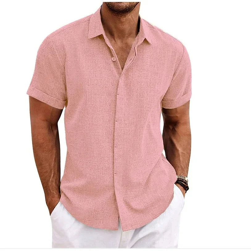 Xanthe | Men's Linen Shirt | Short Sleeve, Double Button | Lightweight Summer