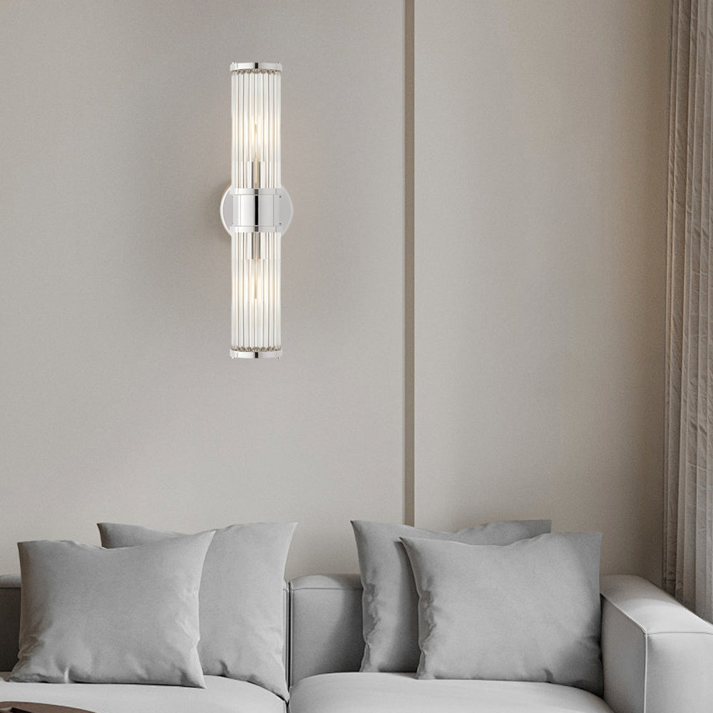 Mila | Wall Lamp | Modern Cylindrical Glass, 1/2-Light | Chrome & Gold