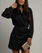 Veda | Mini Dress | Long Sleeve, Wrap Detail, Collared | Regular Fit