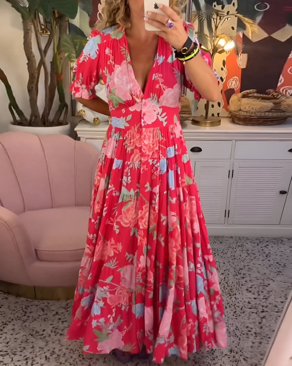 Mira | Floral V-Neck Pocket Dress | Women's Summer