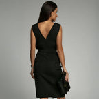Summer Dress | Women Cocktail Crossover V Neck Pleated Fitted