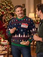 Christmas Sweater Ugly Unisex Navy Snowflake Gingerbread Pullover