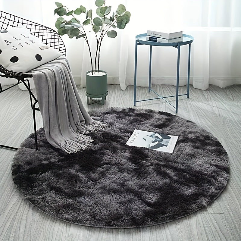 Delphine | Round Plush Rug | Tie-Dye, Soft & Non-Slip | Living Room, Bedroom