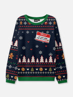 Christmas Sweater Ugly Unisex Navy Snowflake Gingerbread Pullover