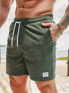 Mens Shorts Corduroy Look Lightweight Straight Fit Casual Wear