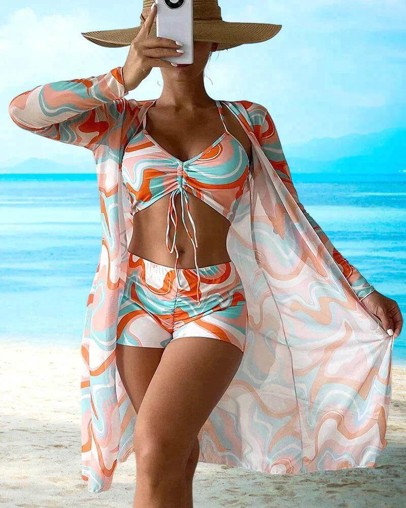 Women 3 Piece Floral Bikini Set with Cover Up | Nova