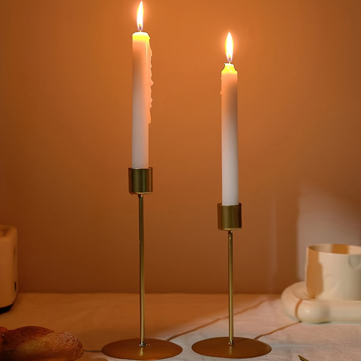 Lux | Metal Candle Holders Set of 2 | Table Decoration | Wedding, Dinner, Holidays