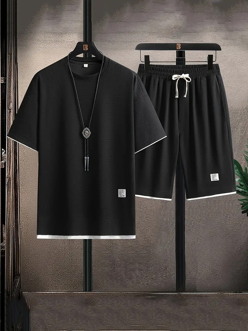 Dahlia | Men's Two-Piece Set | Waffle Fabric, Relaxed Fit | T-Shirt & Shorts