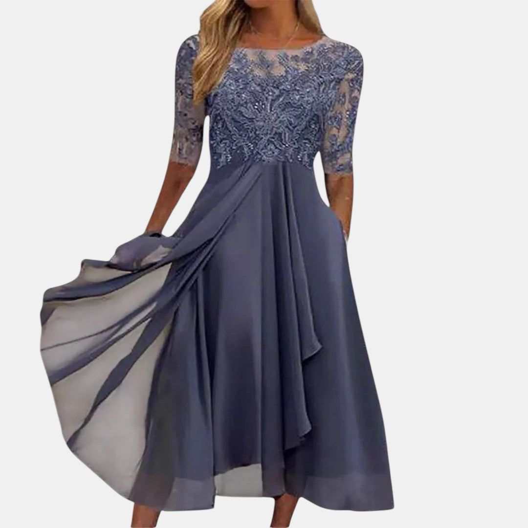 Women Lace Dress Elegant Midi Layered Skirt | Posy