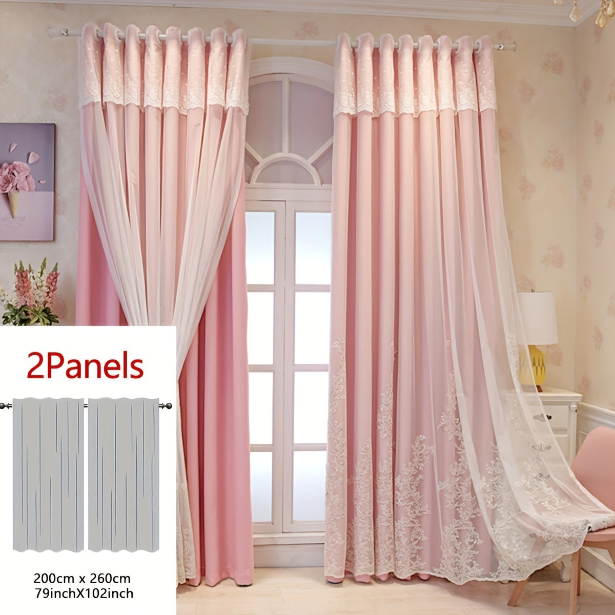 Saoirse | Embroidered Curtain Panels | Elf & Fairy Design, Light-Filtering | Set of 2 with Rings