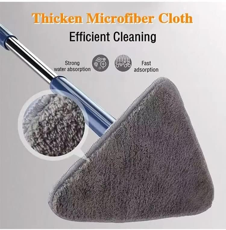 Cassia | Spin Mop | 360° Triangular Head, Push-Pull Wringing | Microfiber