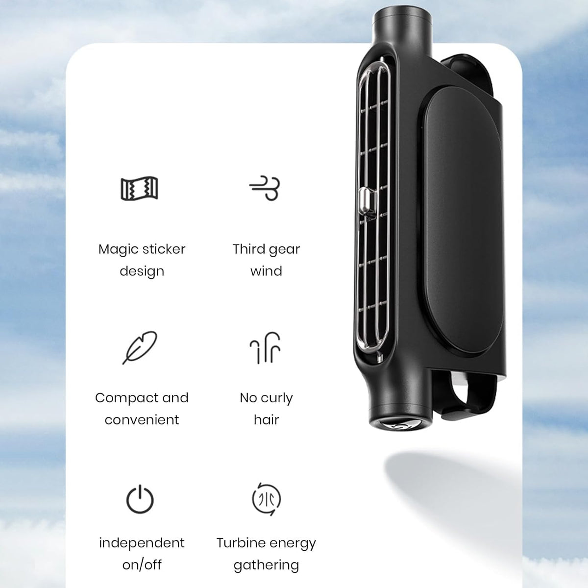 Xanthe | Car Cooling Fan | USB, Headrest Mount, 3 Speeds | Bladeless, Twin Pack