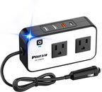 Sorrel | Car Power Inverter 200W | DC 12V to 220V AC | USB-C & Fast Charge